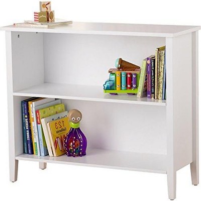 White Solid Wood Adjustable 2-Tier Kids Bookcase