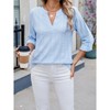 Women's 3/4 Sleeve T-Shirt Summer Casual V Neck Top - 4 of 4