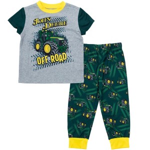 John Deere Tractor Construction Raglan Pajama Shirt and and Pajama Pants Sleep Set - 1 of 4
