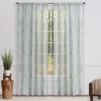 Chanasya 2pk Embroidered Botanical Floral Sheer Window Curtain Panels - Set of 2