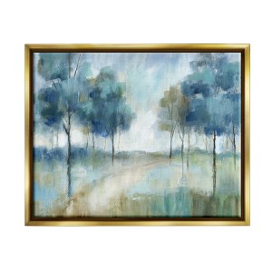 Stupell Industries Abstract Blue Woodland Path Trees Framed Floater Canvas Wall Art - 1 of 4