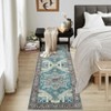 Machine Washable Runner Rug 2x6 Distressed Vintage Rug for Hallway Non Slip Soft Traditional Medallion Carpet Runner for Entryway Kitchen Laundry - 2 of 4