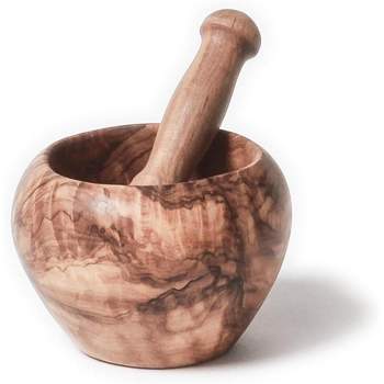 Berard Olive Wood Handcrafted Mortar and Pestle Set, 5 Inch