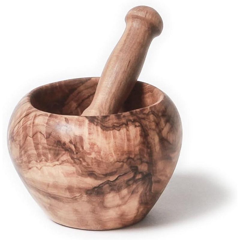 Berard Olive Wood Handcrafted Mortar and Pestle Set, 5 Inch, 1 of 5
