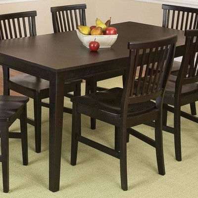 Black Solid Wood 7-Piece Dining Set with Contoured Chairs