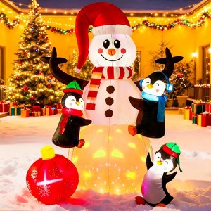Paaaawaters 6FT Christmas Inflatable Outdoor Decoration, Snowman with Penguin - 1 of 4