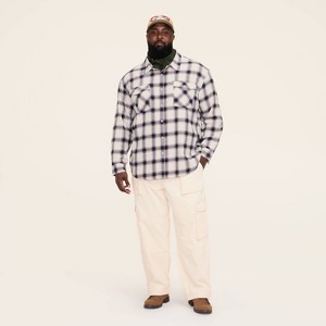 Adult Long Sleeve Plaid Flannel Button-Down Shirt - Woolrich x Target Cream/Navy - 1 of 3