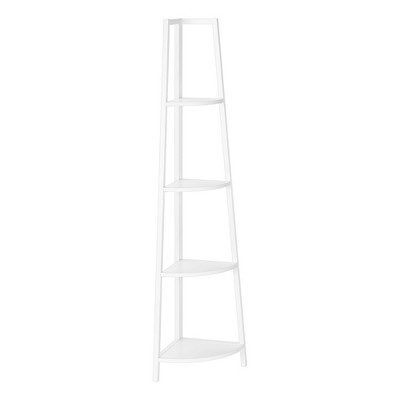Vynxaria 60"h 4 - Tier White Corner Bookshelf for Office and Bedroom