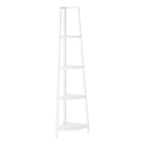 Vynxaria 60"h 4 - Tier White Corner Bookshelf for Office and Bedroom - 1 of 4
