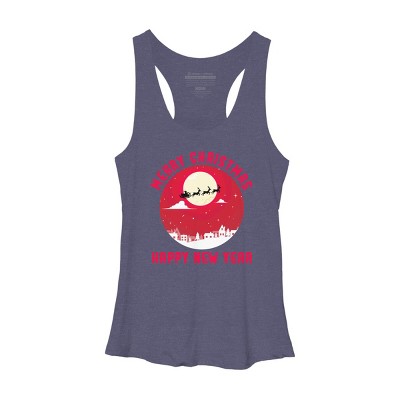 Women's Design By Humans Merry Christmas - Happy New Year By thriftjd Racerback Tank Top