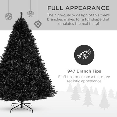 6ft Black PVC Full Artificial Christmas Tree with Metal Base