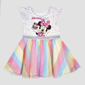 Toddler Girls' Disney Mickey Mouse & Friends Minnie Mouse Birthday Girl Dress - White