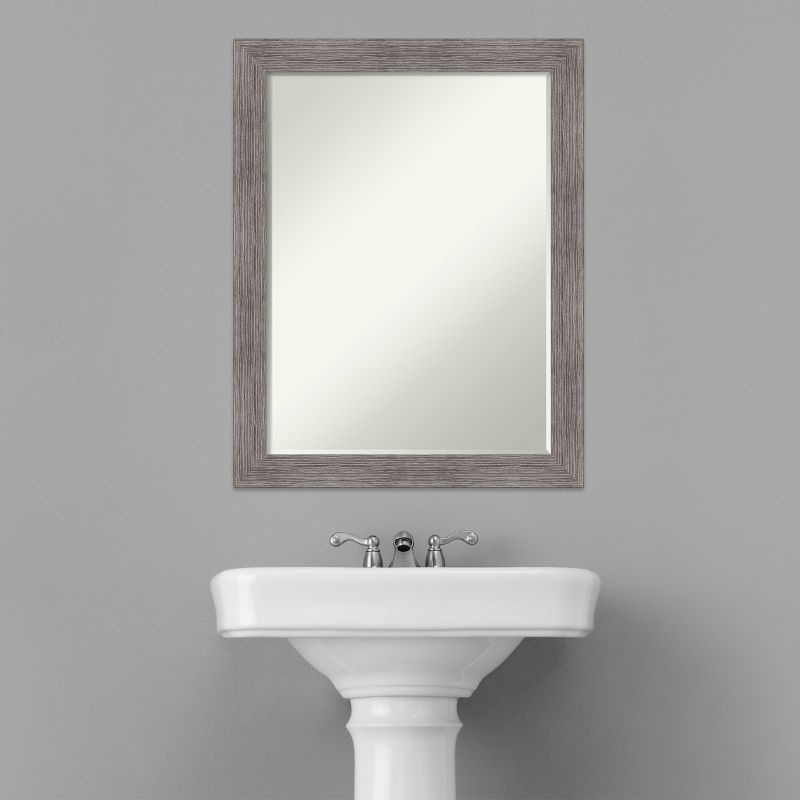 Amanti Art Pinstripe Plank Grey Narrow Petite Bevel Bathroom Wall Mirror 27.5 x 21.5 in., 5 of 9