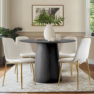 5 PCS Dining Table Set for 4 Modern Wood Round Table With 4 Upholstered Chairs for Dining Room,Farmhouse,Kitchen-Tanpinhause - 1 of 4
