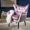TiramisuBest Almond Button-Tufted Accent Armchair – Mid-Century Modern Lounge Chair with Oak Wood Legs & Granular Plush Fabric - 2 of 4
