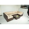 Cesicia 7-Piece Blue Sofa Set With Black PE Rattan Frame, Garden Patio Wicker Sectional Sofa Set with Coffee Table for Backyard, Porch, Balcony - 3 of 4