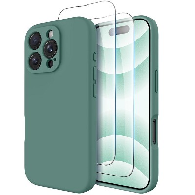 BONGEEK Compatible with iPhone 16 Pro Case, Compatible with MagSafe, Shockproof Magnetic Silicone Case [Military Grade Protection] -Pine Green