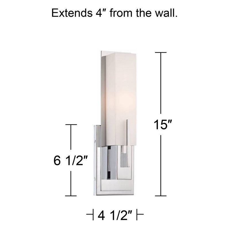 Possini Euro Design Midtown Modern Wall Light Sconce Chrome Hardwire 4 1/2" Fixture Rectangular White Glass for Bedroom Bathroom Vanity Reading House, 4 of 10