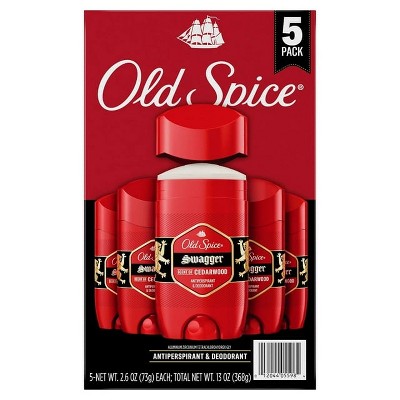 Old Spice Red Collection Swagger Scent Invisible Solid Antiperspirant and Deodorant for Men, 2.6 oz, Pack of 5