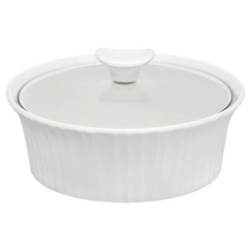 Corningware French White 1.5-Qt Oval Ceramic Casserole Dish with Glass  Cover 1105929 - The Home Depot