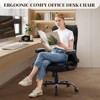 Ergonomic Leather Office Chair with PU Upholstery, 360° Swivel, Adjustable Armrests & Wheels - Comfortable Small Gaming Desk Chair - 4 of 4