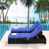 CusinAid PE Wicker Chaise Lounge Set of 2 - Adjustable Brown Outdoor Recliners with Storage Table, 5-Position Poolside Chairs - 3 of 4