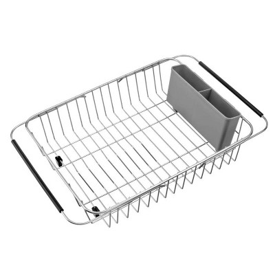 LunaLulinlk Over The Sink Expandable Dish Drying Rack, Dish Drainer,Dish Rack in Sink with Utensil Silverware Storage Holder