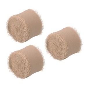 Unique Bargains DIY Crafts Party Gift Wrapping Fringe Chiffon Silk Ribbon 3 Rolls - 1 of 4