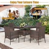 Costway 5PCS Patio Rattan Dining Furniture Set Armrest Sofa Chair Glass Table - image 4 of 4