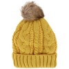 CTM Women's Cable Knit Lined Winter Beanie with Synthetic Fur Pom - 4 of 4