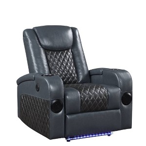 Acme Furniture Alair Leather Aire Reclining Sofa Blue/Black - 1 of 4