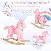 Mshliw Plush Rocking Horse for Kids 3+, Ride-On Toy with Sounds, Swinging Tail, Wooden Base, Soft Saddle & Footrests, Pink house, Halloween gift - 2 of 4