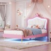 Twin Size Upholstered Platform Bed with Crown Headboard - 3 of 4