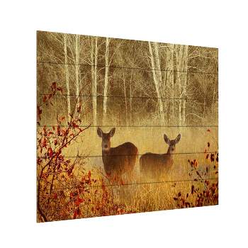 Trademark Fine Art -Chris Vest 'Foggy Deer' Wood Slat Art