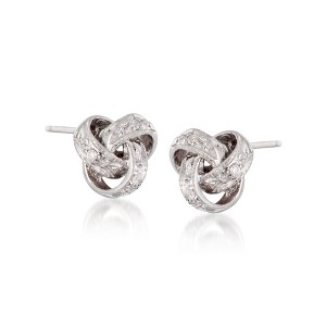 Ross-Simons Diamond Accent Love Knot Earrings in 14kt White Gold - 1 of 3