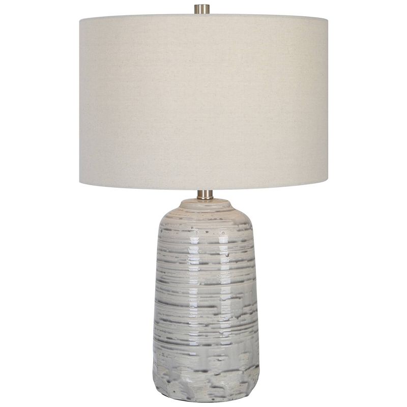 Uttermost Cyclone Ivory and Gray Modern Ceramic Table Lamp, 1 of 2