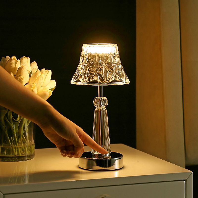 11.5&#34; Madelyn Bohemian Classic Acrylic Rechargeable Integrated LED Table Lamp Clear/Chrome - JONATHAN Y, 3 of 11