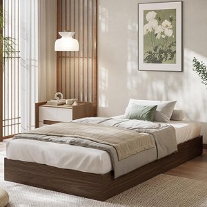 Full-Size Wooden Platform Bed Frame for Two, Backless Wooden Bed Frame, Slat Support, No Box Spring Needed, Easy to Assemble - 1 of 4