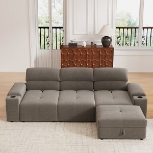 GDFStudio Isolde 105'' Modern L-Shaped Upholstered 4-Seater Sofa with 1 Storage Ottoman and Adjustable Backrest - 1 of 4