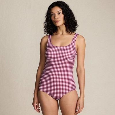 Lands' End Women's Chlorine Resistant Scoop Neck Soft Cup Tugless Sporty One Piece Swimsuit