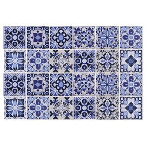 Unique Bargains PVC Tile Stickers 3.94"x3.94" Black Blue 24 Pcs - 1 of 4
