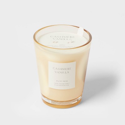 Colored Vase Glass with Dustcover Cashmere Vanilla Jar Candle Ivory 22.4oz - Threshold™: Palm Wax, 64hr Burn Time