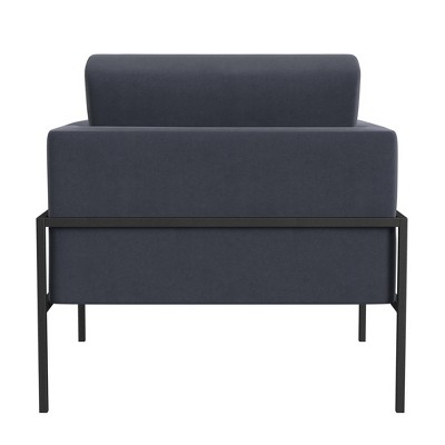 Steel Blue Velvet Modern Metal Frame Accent Chair