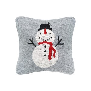 C&F Home 10" x 10" Winter Snowman Knitted Small Petite Accent Pillow Christmas - 1 of 4