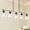 DAKAFUL Modern Linear Pendant Light, 5-Light Industrial Metal Chandelier with Clear Glass Shades for Kitchen Island/Dining Room - 2 of 4