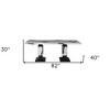 HomeRoots 82" Black and White Faux Marble and Wood Double Pedestal Base Dining Table - 3 of 4
