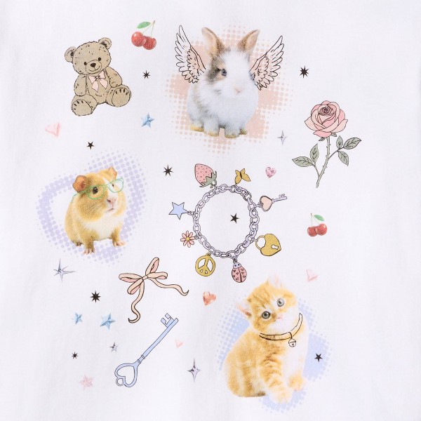 Camiseta de Manga Corta para Niña 100% Algodón con Gráfico Extragrande 'Animals' - Cat & Jack™ Blanco 3
