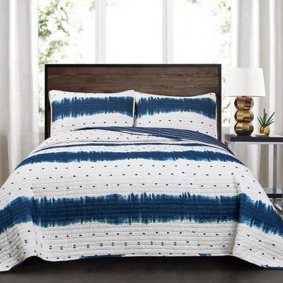 Photo 1 of 3pc  Shibori Quilt Set Navy - King