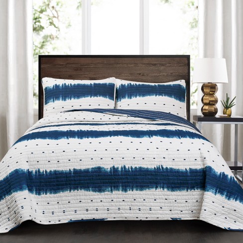 3pc Jane Shibori Quilt Set Navy - Lush Décor : Target