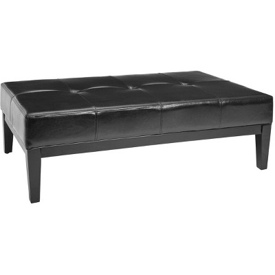 Elegante 48" Transitional Black Tufted Cocktail Ottoman
